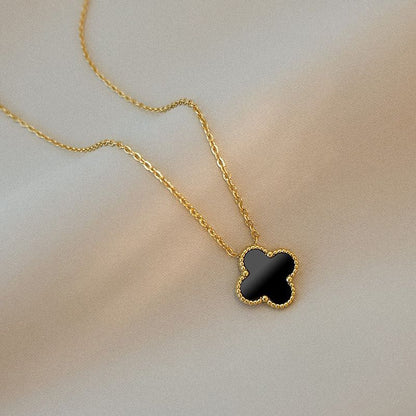 Elegant Luck Black Clover Necklace + Golden Touch Black Clover Bracelet Combo