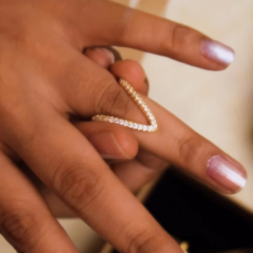 Diamond Necklace + Classic V Ring Combo