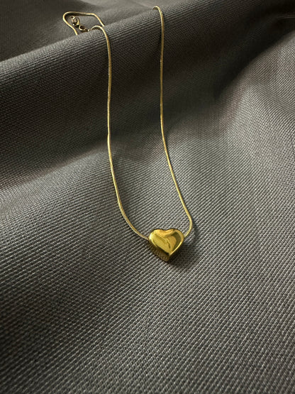 Jade Heart Chain with Pendant Gold Plated, Waterproof and Anti-Tarnish