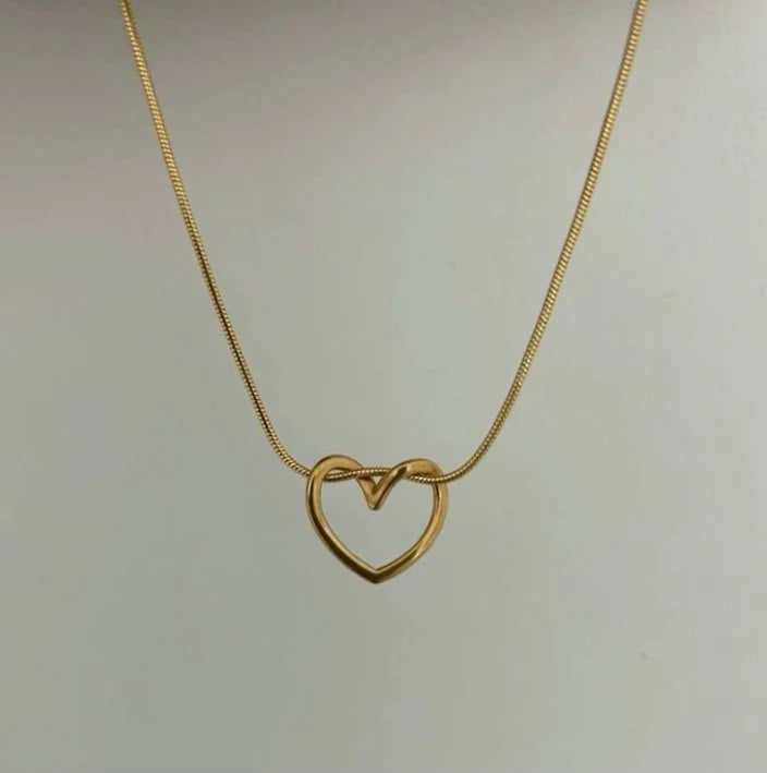 Knot Heart Necklace + Long Hammered Heart Earring Combo