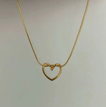 Knot Heart Necklace + Long Hammered Heart Earring Combo