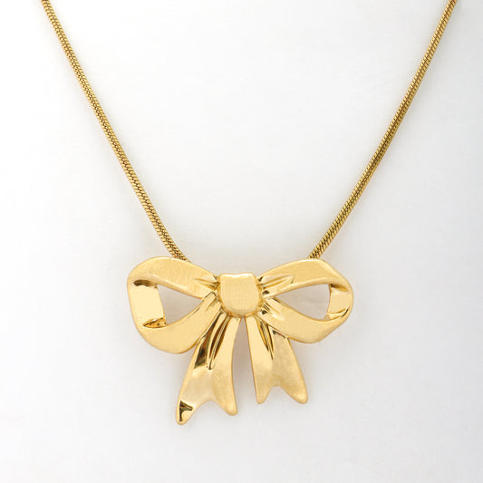 Bow Vintage Chain Necklace 18K Gold Plated, Waterproof and Anti-Tarnish