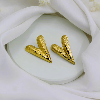 Knot Heart Necklace + Long Hammered Heart Earring Combo