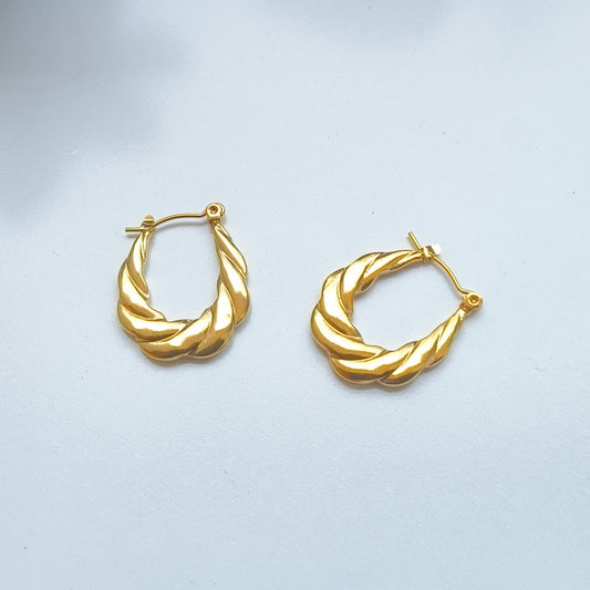 Twisted Rope Earrings 18K Gold Plated, Waterproof and Anti-Tarnish