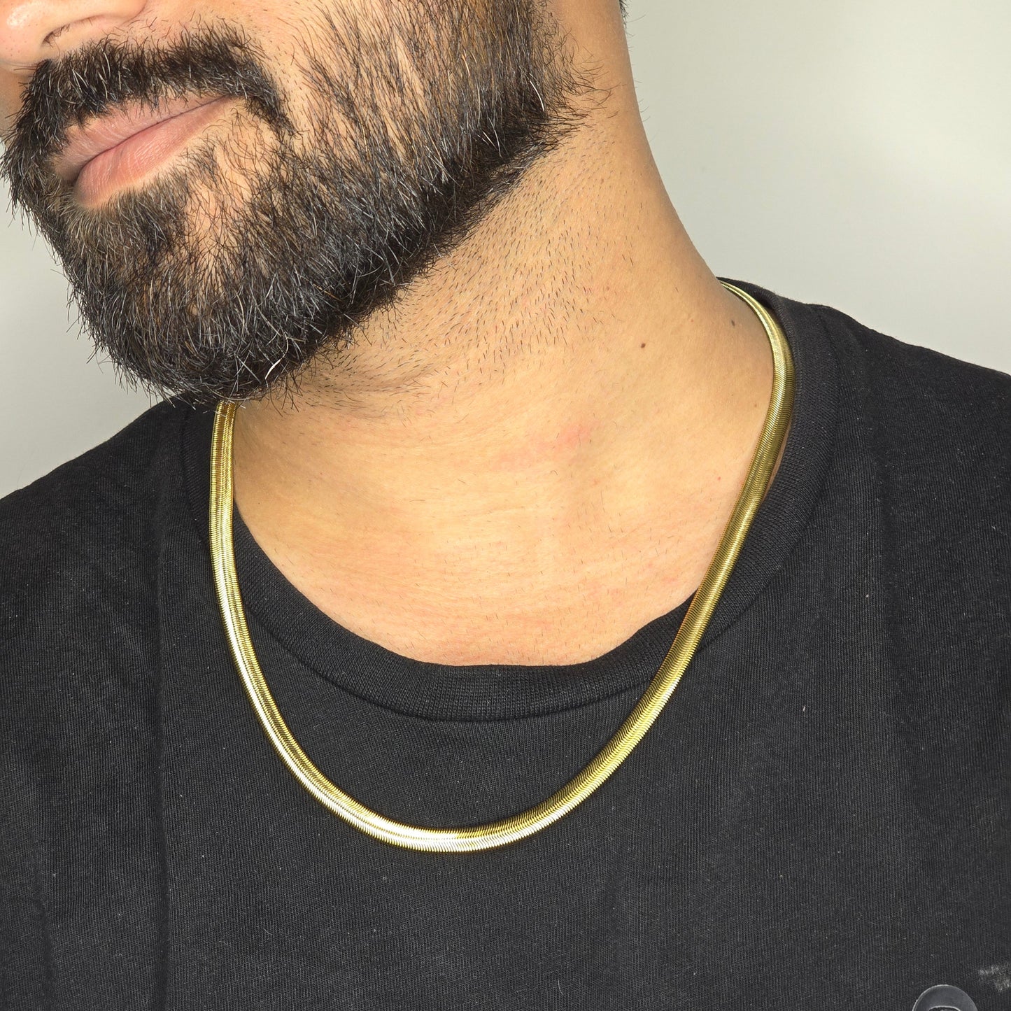 Herringbone Snake Chain 4mm 18K Gold Plated, Waterproof, Anti-Tarnish