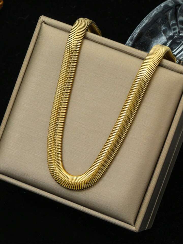 Herringbone Snake Chain 4mm 18K Gold Plated, Waterproof, Anti-Tarnish