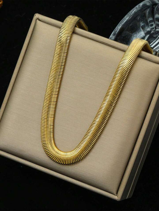 Herringbone Snake Chain 6mm 18K Gold Plated, Waterproof, Anti-Tarnish 21 inches