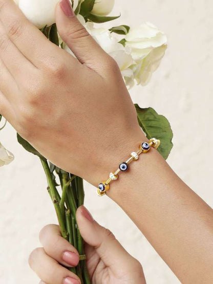 Evil Eye Star Charm Necklace + Evil Eye Kada Bracelet Combo