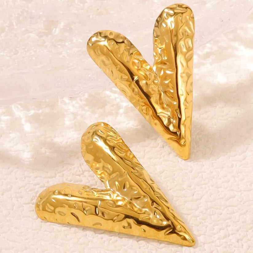 Knot Heart Necklace + Long Hammered Heart Earring Combo