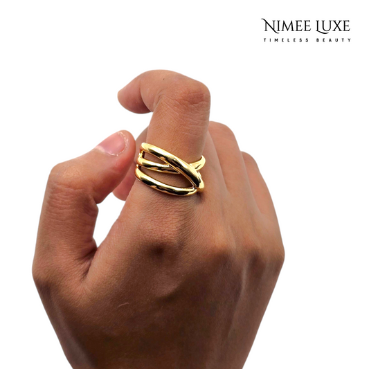 Swirl Adjustable Ring 18K Gold Plated AR19