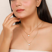 Double Diamond Layered Chain Necklace Gold Plated, Waterproof and Anti-Tarnish