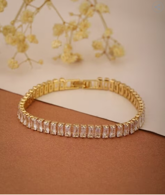 Quinn Tennis Diamond Bracelet Gold Plated 7 inches