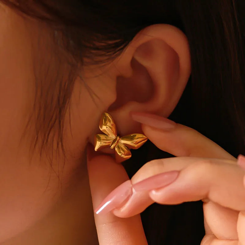 Butterfly Earrings Gold Plated, Waterproof and Anti-Tarnish