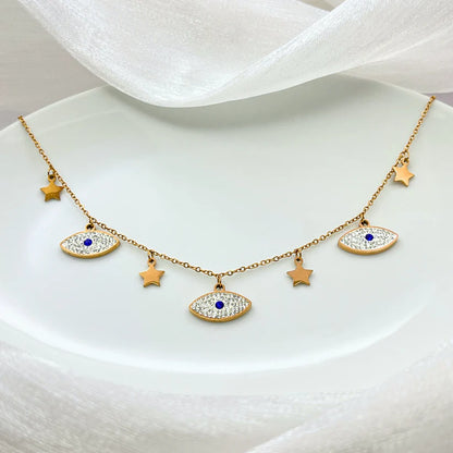 Evil Eye Star Charm Necklace + Evil Eye Kada Bracelet Combo