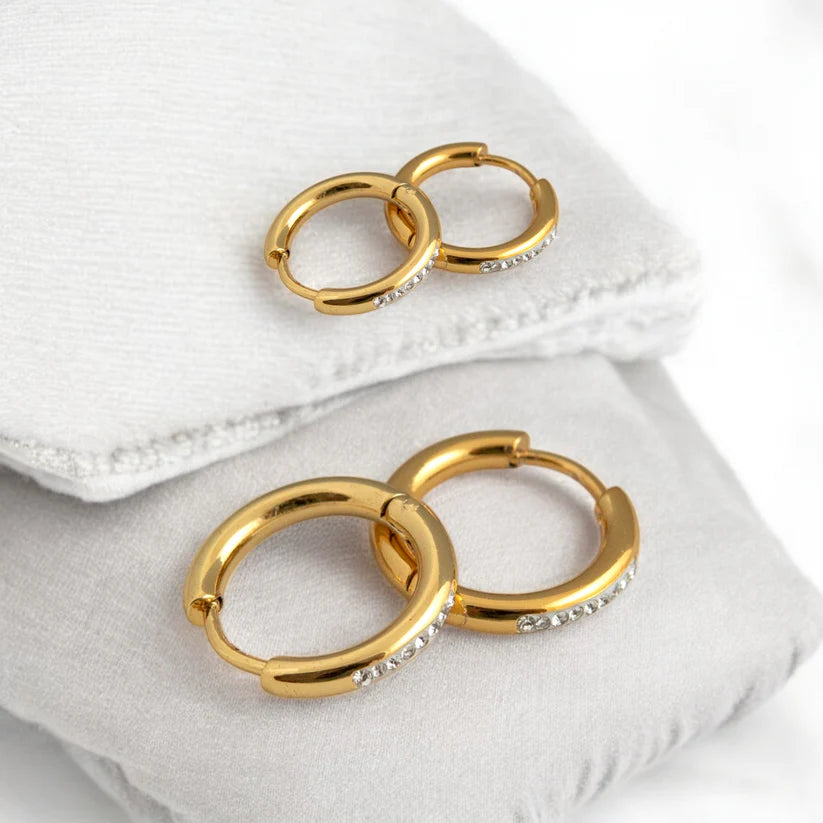 Diamond Necklace + 2 x Pair of Diamond Hoops Combo