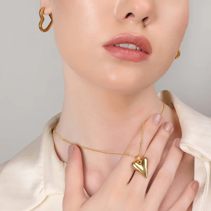 Heart Vintage Necklace + Vintage Long Heart Earring Combo