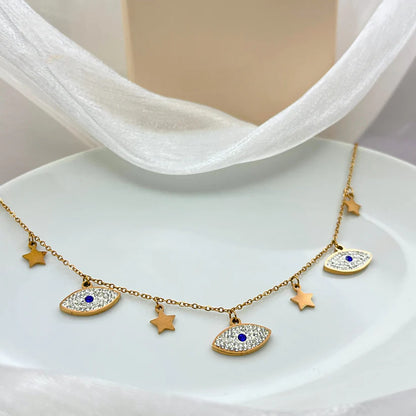 Evil Eye Star Charm Necklace + Evil Eye Kada Bracelet Combo
