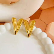 Vintage Long Heart Earrings Gold Plated, Waterproof and Anti-Tarnish