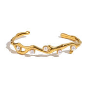 Pearl Breeze Kada Adjustable Size 18k Gold Plated, Waterproof and Anti-Tarnish