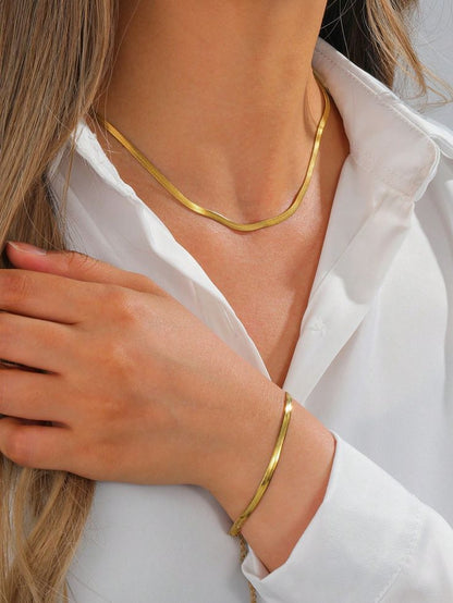 Snake Chain + Bracelet Combo Gold Plated, Waterproof and Anti-Tarnish