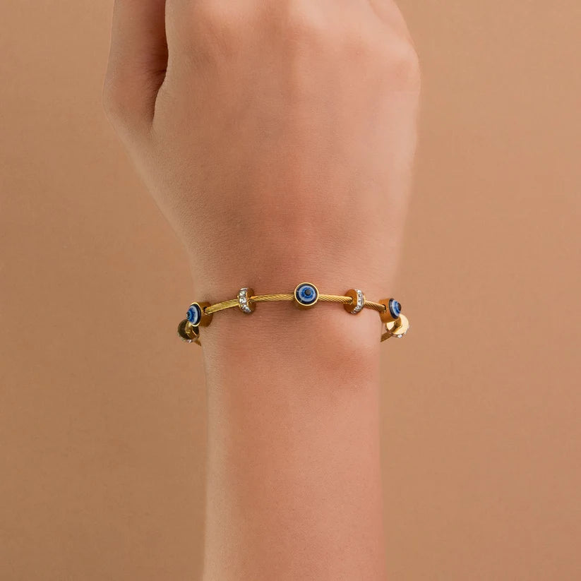 Evil Eye Star Charm Necklace + Evil Eye Kada Bracelet Combo