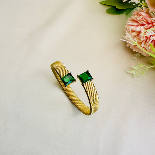 Green Emerald Snake Kada Openable 18k Gold Plated, Waterproof and Anti-Tarnish