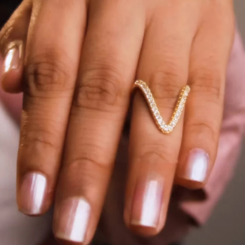 Diamond Necklace + Classic V Ring Combo