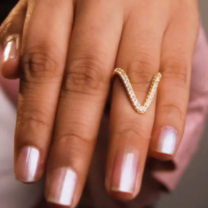 Diamond Necklace + Classic V Ring Combo