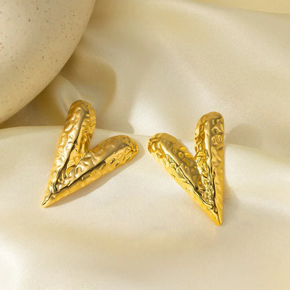 Knot Heart Necklace + Long Hammered Heart Earring Combo
