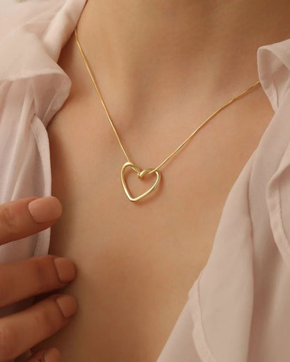 Knot Heart Necklace + Long Hammered Heart Earring Combo