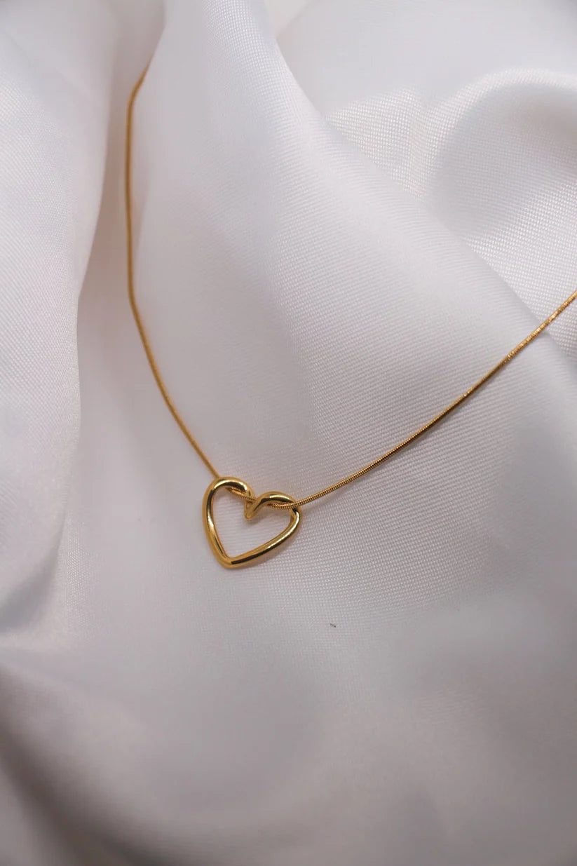 Knot Heart Necklace + Long Hammered Heart Earring Combo