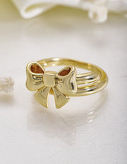 Bow-ring Adjustable Ring  Gold Plated