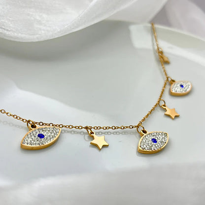 Evil Eye Star Charm Necklace + Evil Eye Kada Bracelet Combo