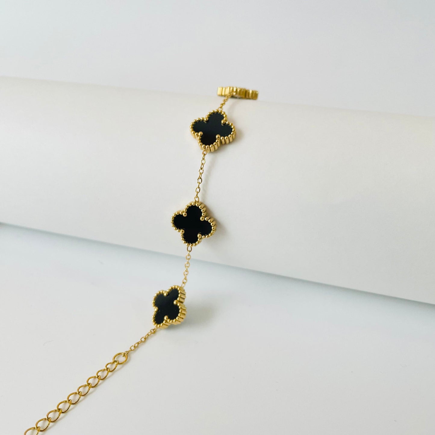 Elegant Luck Black Clover Necklace + Golden Touch Black Clover Bracelet Combo