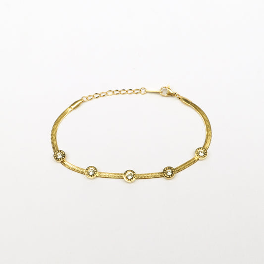 Roman Diamond Bracelet Gold Plated, Waterproof and Anti-Tarnish - 8 inches