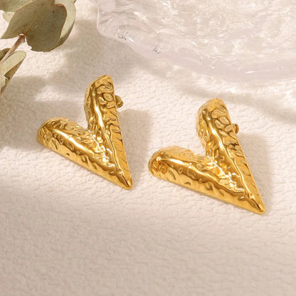 Knot Heart Necklace + Long Hammered Heart Earring Combo