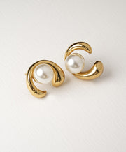 Bliss Pearl Earrings Gold Plated, Waterproof and Anti-Tarnish