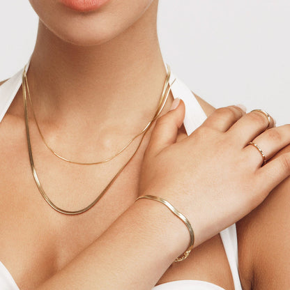 Snake Chain + Bracelet Combo Gold Plated, Waterproof and Anti-Tarnish