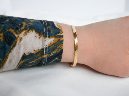 Snake Bracelet Gold Plated, Anti-Tarnish, Waterproof 8.5 inches with Extension & Heart Charm