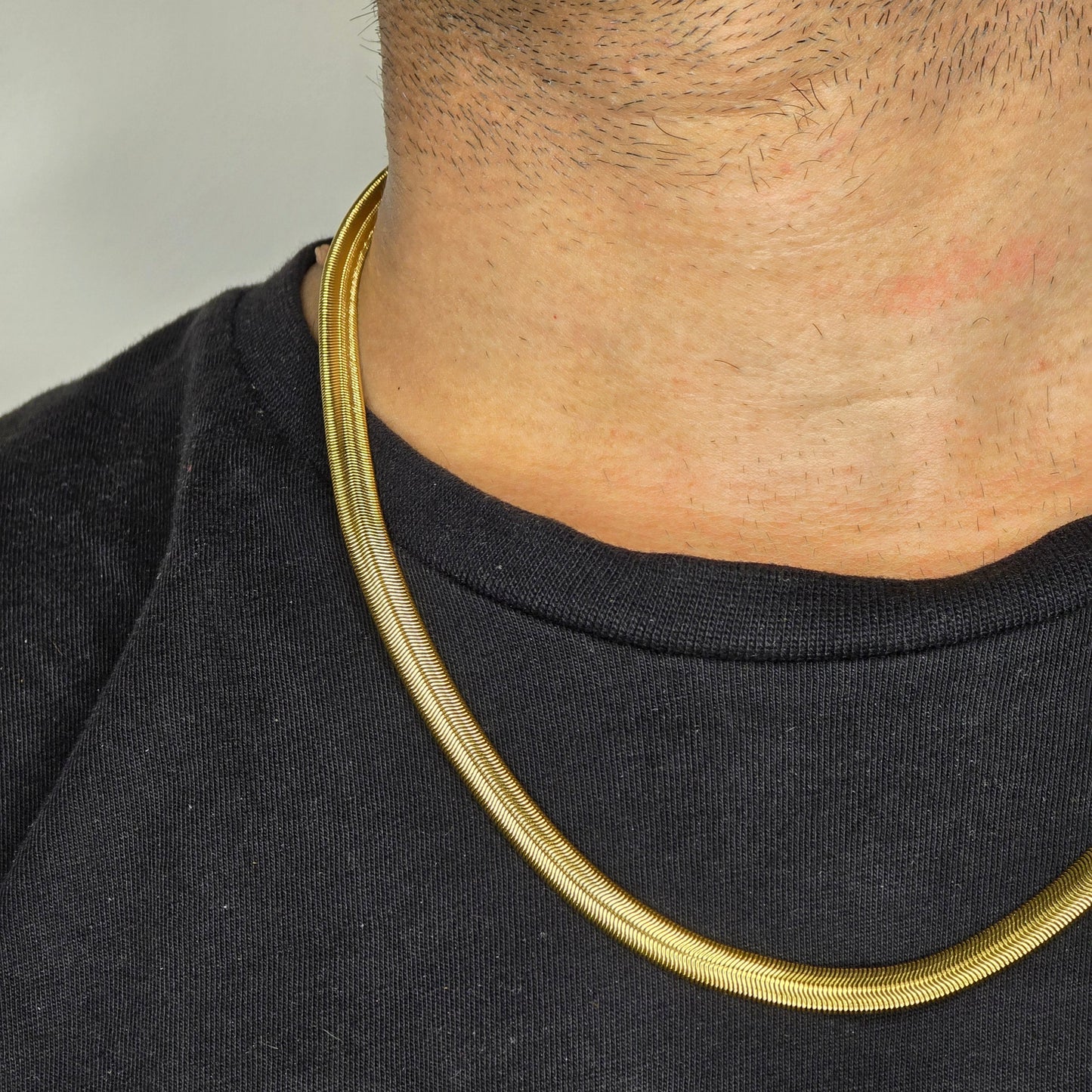 Herringbone Snake Chain 4mm 18K Gold Plated, Waterproof, Anti-Tarnish