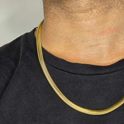 Herringbone Snake Chain 4mm 18K Gold Plated, Waterproof, Anti-Tarnish