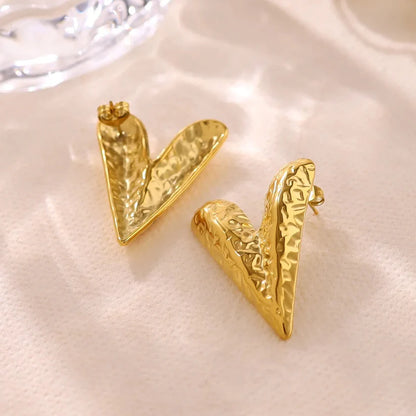Knot Heart Necklace + Long Hammered Heart Earring Combo