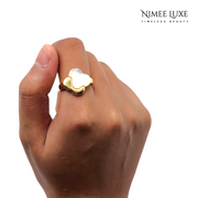 Van Cleef Inspired Pearl Adjustable Ring Plated AR13