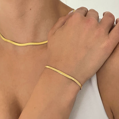 Snake Chain + Bracelet Combo Gold Plated, Waterproof and Anti-Tarnish