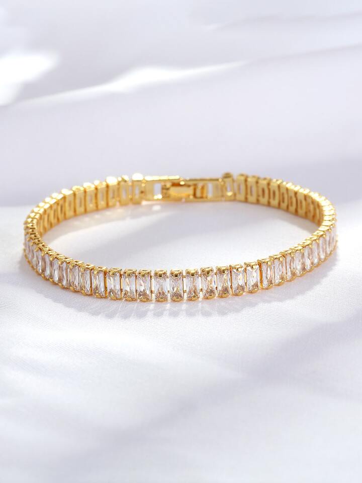 Quinn Tennis Diamond Bracelet Gold Plated 7 inches