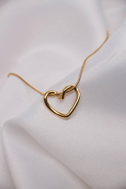 Knot Heart Necklace + Long Hammered Heart Earring Combo