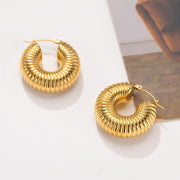 Vintage Hoops Earrings Gold Plated, Waterproof and Anti-Tarnish