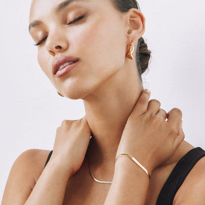 Snake Chain + Bracelet Combo Gold Plated, Waterproof and Anti-Tarnish