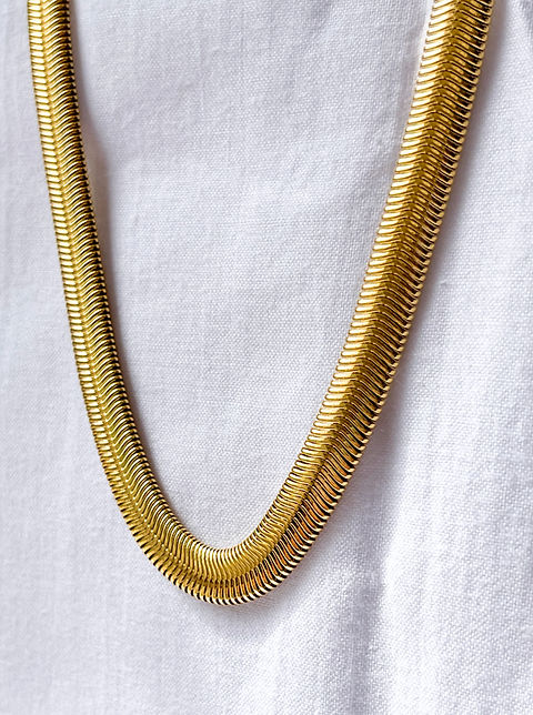 Herringbone Snake Chain 4mm 18K Gold Plated, Waterproof, Anti-Tarnish