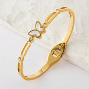 Pearl Butterfly Diamond Bracelet Kada Gold Plated, Waterproof and Anti-Tarnish
